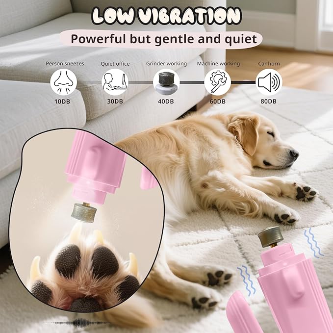 2-in-1 Dog Nail Trimmers & Dog Nail Grinder, Dog Nail Clippers with 2 LED Lights & Safety Guard, USB Rechargeable, Multiple Grinding Methods for Small, Medium, and Large Dogs & Cats (Pink)
