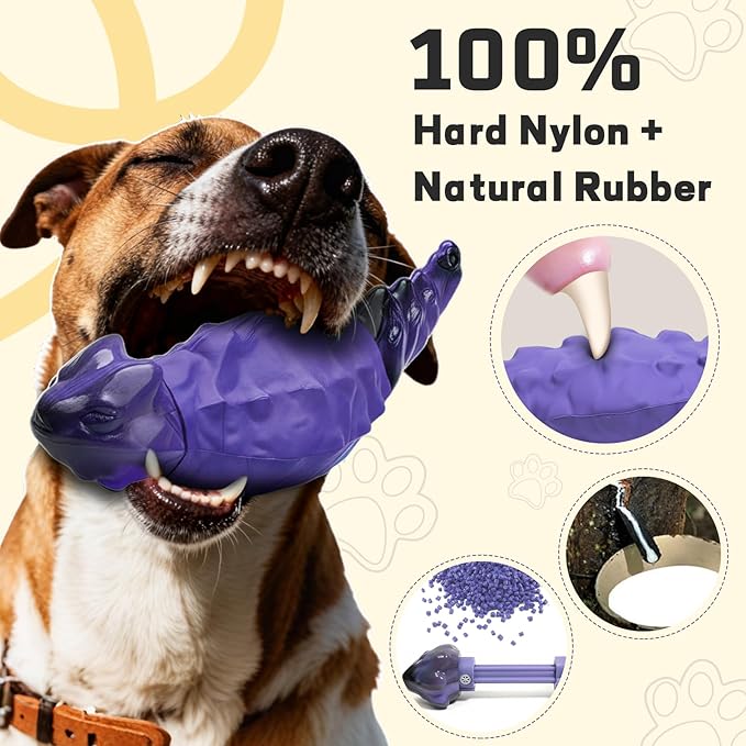 Dog Chew Toys for Aggressive Chewers, Indestructible Lizard Shape Tough Dog Toy with Natural Scents, Durable Chew Bones to Keep Large Dogs Busy, for Super Chewers 20-80Lbs - Peanuts