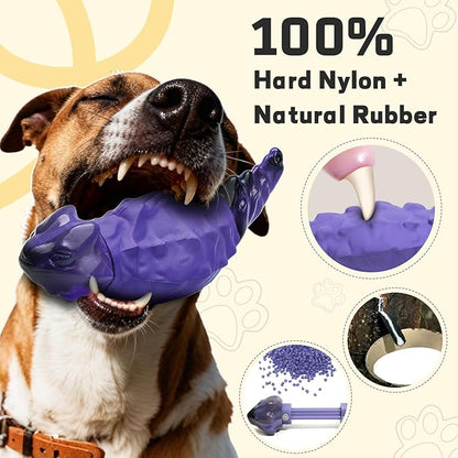 Dog Chew Toys for Aggressive Chewers, Indestructible Lizard Shape Tough Dog Toy with Natural Scents, Durable Chew Bones to Keep Large Dogs Busy, for Super Chewers 20-80Lbs - Peanuts