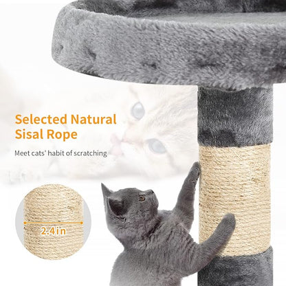BestPet | 36" Cat Tree Tower | Light Gray | Sturdy Multi-Level Cat Tree with Plush Condo, Cozy Perch, Sisal Scratching Posts, Hanging Toy and Stable Frame | Easy Assembly | for Kittens & Adult Cats