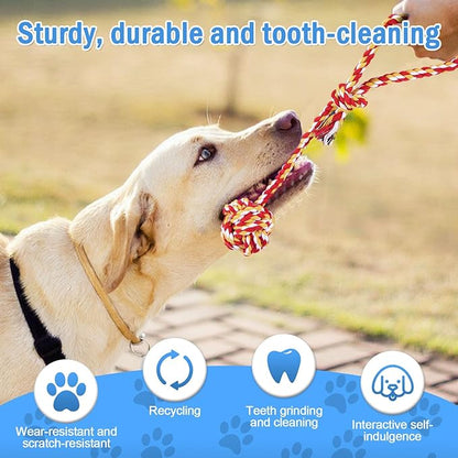 Aerbee 4PCS Rope Toys for Dogs, Puppy Teething Toys for Entertainment, Knots Dog Toy for Smart Newborn Pet, Doggy Interactive Chew Dental Pack of 4