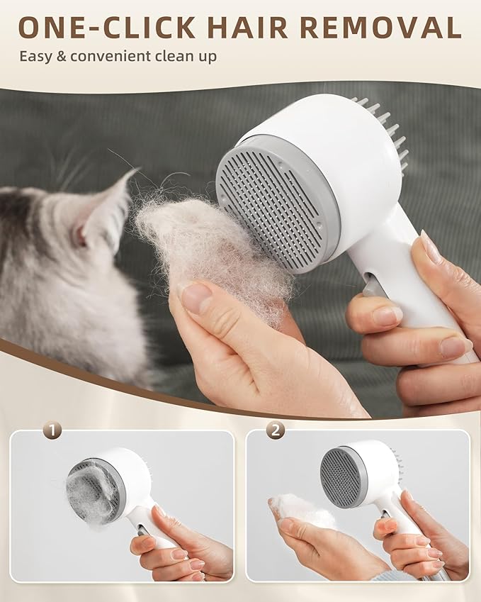 Maother Steam Cat Brush for Indoor Cats, 2-in-1 Cat Grooming Shedding Brush with Spray & Massage Pins, Anti-Static - B1