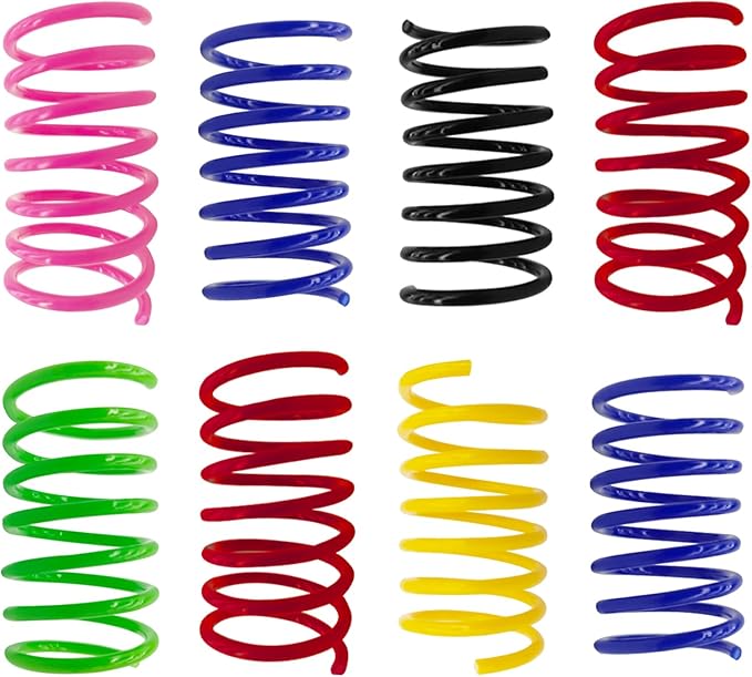 AGYM 6Colors Plastic Spring Cat Toys, 24 Pack Spiral Springs for Indoor Cats to Swat, Bite, Hunt, Interactive Toys for Cats and Kittens
