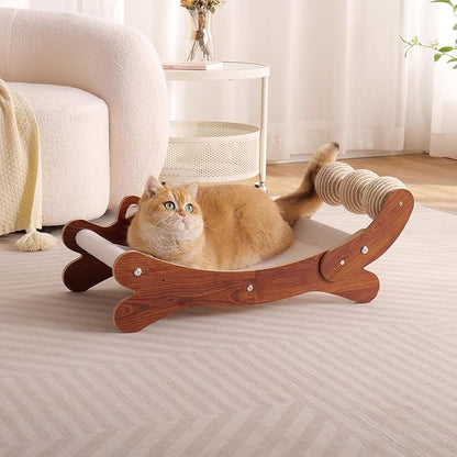 Cat Scratch Pad with Replacement Scratching Felt, Large Cat Scratcher Bed Hammock Lounge for Scratching Pad, Protects Furniture,Kittens Gifts(Caramel)