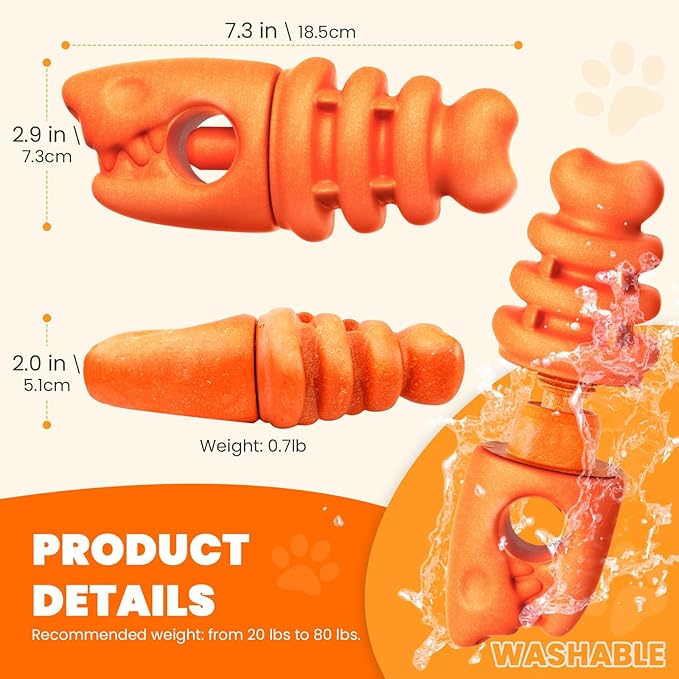 BAEJMJK Bully Stick Holder for Dogs Durable Chew Toys for Aggressive Chewers Dog Treat Toy to Keep Them Busy Safety Dog Chew Holder for Medium Large Dogs-Helps Reduce Choking Risk(Orange)
