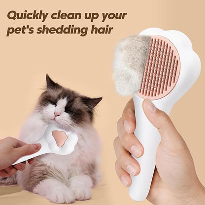 Self-Cleaning Cat Brush for Shedding with Cat Nail Clipper 2-Piece Set for Pets That Shed a Lot or Have Overgrown Nails,Including Long-Haired & Short-Haired Cats, Small & Medium Dogs, Rabbits and More