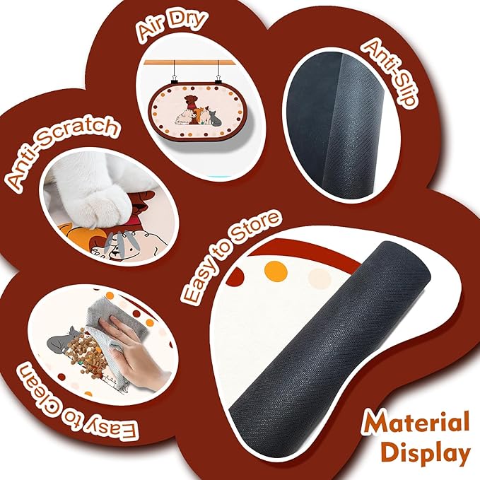 Dog Food Mat 20''x12'', Small Pet Feeding Mat, Non-Slip Rubber Pet Food Mat, Absorbent Cat Dog Water Bowl Mat for Messy Drinkers, Dog Bowl Placemat for Food and Water, Cat Dog