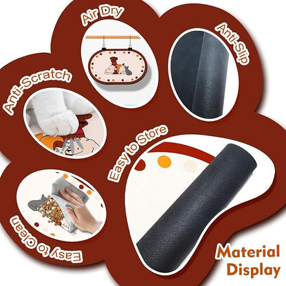 Dog Food Mat 20''x12'', Small Pet Feeding Mat, Non-Slip Rubber Pet Food Mat, Absorbent Cat Dog Water Bowl Mat for Messy Drinkers, Dog Bowl Placemat for Food and Water, Cat Dog