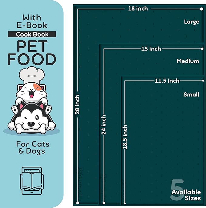 Dog Food Mat - Raised Edges Dogs Mat for Food and Water Prevent Spill, Waterproof Cat Food Mats Protect Floors, Easy Clean Dog Bowl Mats for Food and Water, Silicone Pet Food Tray