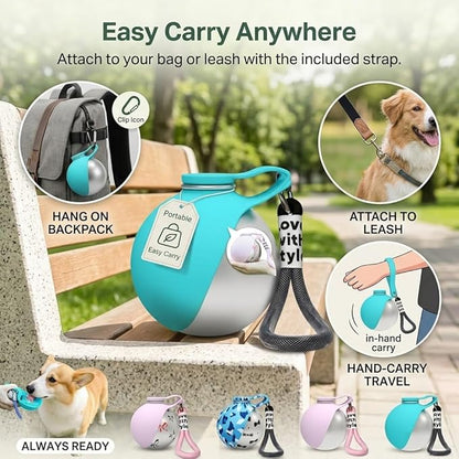 2 in 1 Portable Dog Water Bottle for Small Pet, Travel Foldable Bowl Dispenser, Outdoor Walking Collapsible Feeder, Leak-Proof Silicone Puppy Drinking Tumbler 285ml Gear Supplies