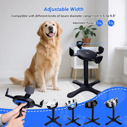 Dog Bowls,Elevated Adjustable Dog Bowl Stand with 3 Heights & Tilted Feeding Design, Raised Stand Compatible with Medium & Large Breeds(2 Pack) Black