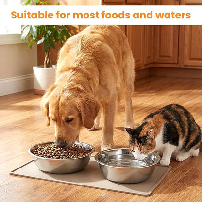 8 Pcs Large Stainless Steel Dog Bowls, 56Oz Metal Pet Food and Water Bowls, Dishwasher Safe and Easy to Clean, for Small Medium Large Dogs, Silver