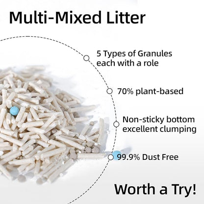 OPET Mixed Tofu Cat Litter -Strong Clumping Litter, Mixed Tofu and Bentonite, 99.9% Dust Free and Flushable Cat Litter, Natural Sustainable Ingredients Odor Control, Low Tracking (18LB, Green Tea)