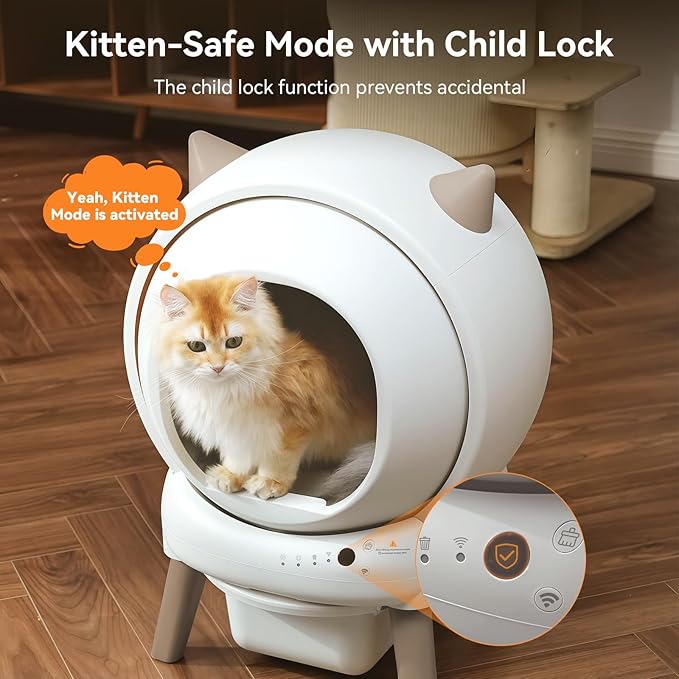 Self Cleaning Litter Box - E2 Automatic Cat Litter Box Smart Self Cleaning Robot for Cats, Double Safety Protection, App Control, 2 Roll Garbage Bags & Mat