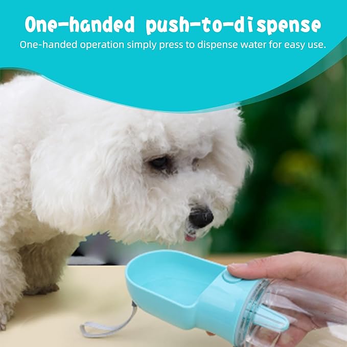 Dog Water Bottle with Food Container, Portable Pet Dispenser with Lock and Cleaning Brush,Dogs Stuff Water Bottle for Hiking,Travel (Blue)