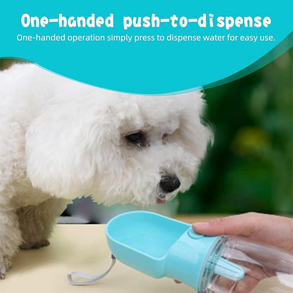 Dog Water Bottle with Food Container, Portable Pet Dispenser with Lock and Cleaning Brush,Dogs Stuff Water Bottle for Hiking,Travel (Blue)