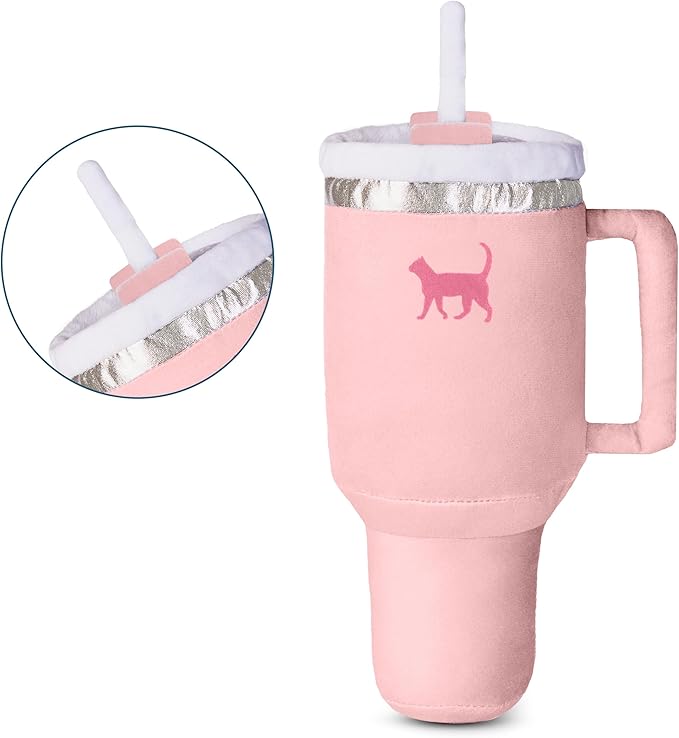Kitty Cup Catnip Toy - Easter & Birthday Cat Gift Toy with Catnip & Crinkle, Funny Gift for Girl Indoor Kitten (Pink Peach Dust)