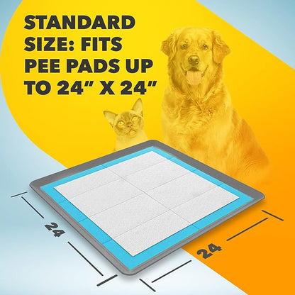 Skywin TidyFriend 2 Pack Dog Pee Pad Holder Tray - Fits Up to 24” x 24” Pee Pad Holder for Dogs - Stable Grip, Raised Edges, Quick-Wipe Silicone Surface Dog Pad Holder for Indoor (Dark Grey)