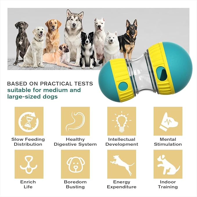 Interactive Food Puzzles Ball for Dogs, Adjustable Treat Dispensing Dog Puzzles Feeder Slow Feeding to Keep Them Busy,Stimulating Dog Toys Suitable Mediu and Larger Dogs（XL Blue）