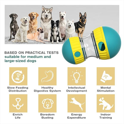 Interactive Food Puzzles Ball for Dogs, Adjustable Treat Dispensing Dog Puzzles Feeder Slow Feeding to Keep Them Busy,Stimulating Dog Toys Suitable Mediu and Larger Dogs（XL Blue）