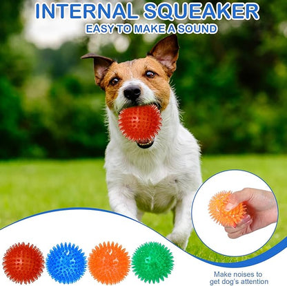 Hanaive 36 Pcs Squeaky Balls for Dogs Squeaky Dog Toys Bulk 2.5 Inch Spiky Pet Chew Balls Interactive Fetch Toys for Puppy Cleans Teeth and Training