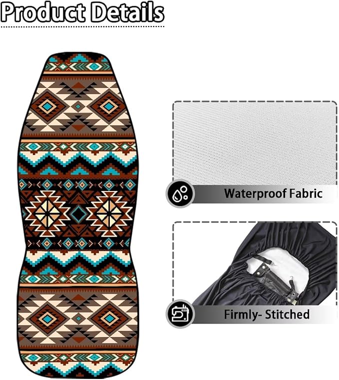 Southwest Aztec Car Seat Covers Waterproof Front Seat Covers 2 Pcs Easy Installation Breathable Front Seat Cover Protection Interior Accessories Universal for Auto Truck Van SUV