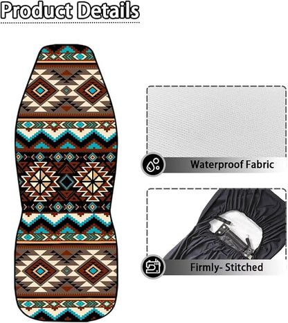 Southwest Aztec Car Seat Covers Waterproof Front Seat Covers 2 Pcs Easy Installation Breathable Front Seat Cover Protection Interior Accessories Universal for Auto Truck Van SUV