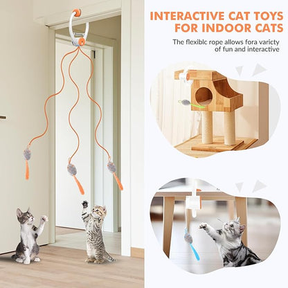 Interactive Cat Toys for Indoor Cats, Automatic Electric Flying Bird Feather Wand Toy, Rechargeable Electric Exercise Feather Toy for Bored Kittens and Adult Cats, Orange