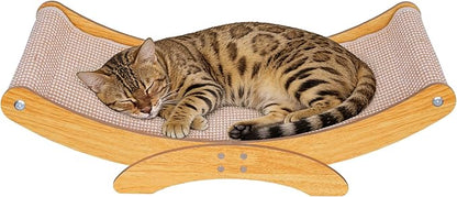 Extra-Larger Cat Scratcher Bed for Indoor Cats - 27.6" Natural Sisal Cat Scratching Board, Wood Frame Scratch Pad, Modern Cats Lounger/Hammock, Easy Assembly Furniture