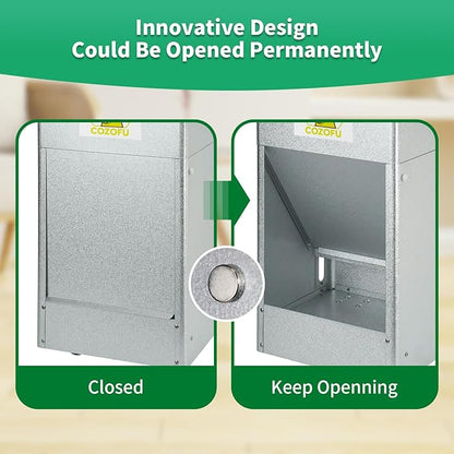 Automatic Dog Feeder with Wheels, 25lb Heavy Duty Galvanized Steel Gravity Food Dispenser - Easy to Move Rolling Pet Food Station for Indoor & Outdoor Use