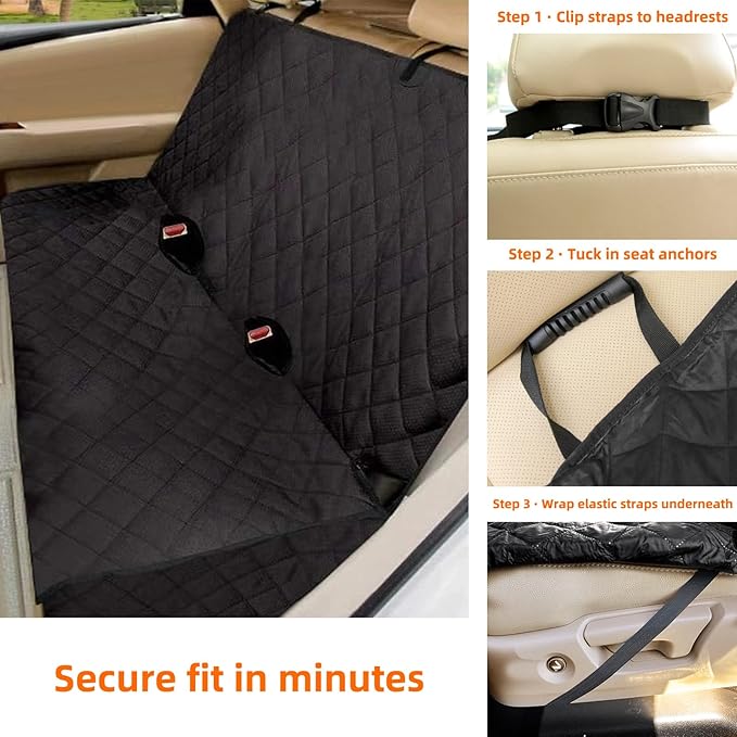 Bark Lover Dog Back Seat Cover Protector, Waterproof Dog Car Seat Covers, Nonslip Backseat Protection for Dogs and Kids, Compatible Pet Car Seat Cover for Cars & Midsize SUVs