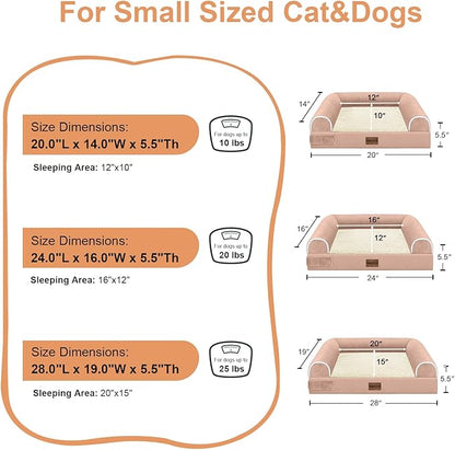 Medium Dog Bed Orthopedic Washable: Beds Bolster Medium Sized Dogs Bed Egg Crate Foam Couch Sofa Waterproof with Removable Cover - Pink
