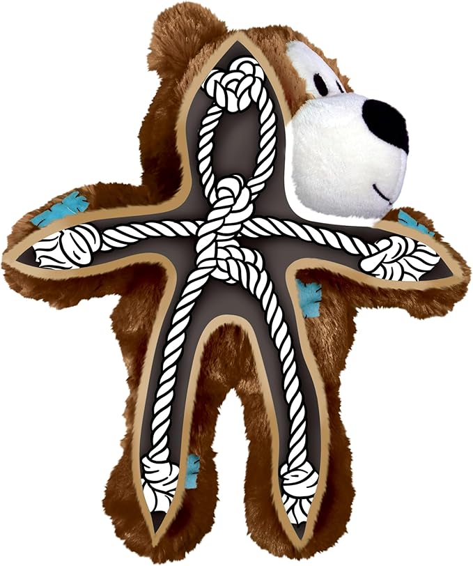 KONG Wild Knots Bear Soccer Player Dog Toy – Spain – National Team Jersey Inspired – International Tournament Edition – Plush Rope Toy with Squeaker, Medium/Large