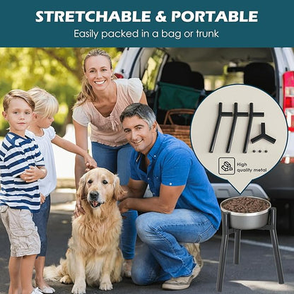 SHAINFUN Adjustable Metal Raised Stand for Large & XL Breeds, Compatible with 7 to 10.6" Wide Bowls, Single Tall Elevated Feeder (Bowl Not Included)