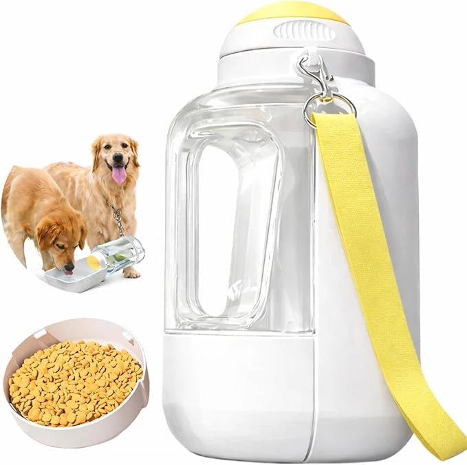 Dog Water Bottle with Food Container, 32oz Travel Dog Water Bottle (3 in 1), Leak Proof Portable Water for Dogs with Twist Dispensing, Outdoor Walking Hiking Camping Essentials