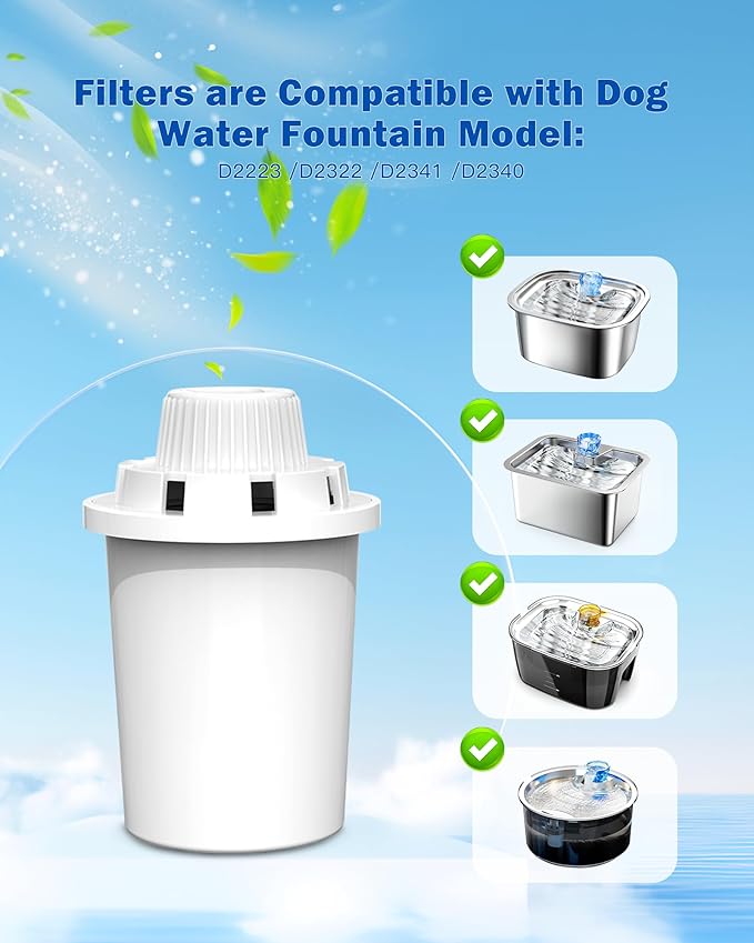 (4 Pack) Replacement Filters For Large Dog Fountain, Stainless Steel Filter Cartridge For Dog Water Bowl Dispenser, Clean And Fresh Water