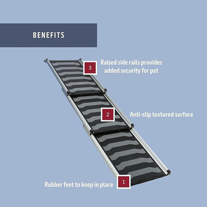 Trixie Telescoping Dog Ramp Made of Lightweight Aluminium - Pet Ramp for Large Cars and SUVs - Easily Adjustable - in Silver/Black