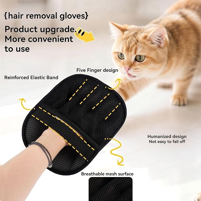 2 Pack Pet Hair Removal Glove Magic Brush - Pet Hair Remover for Cats & Dogs - Tool for Laundry, Couch, Carpet - Magic Brush Pet Hair Remover Tool