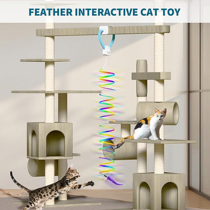 Interactive Cat Toys for Indoor Cats, Automatic Electric Door Hanging Toy with 3 Interchangeable Accessories (Feather, Mouse, Womm toy), Motion Activated USB Rechargeable Enrichment for Bored Cats