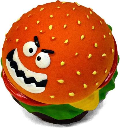 Latex Dog Squeaky Chew Toys, Angry Hamburger 3.15"