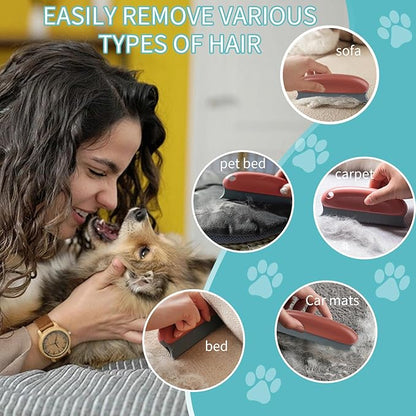 Carpet Rake for Pet Hair Removal - Heavy-Duty Metal Scraper & Lint Brush with 45" Adjustable Handle, Reusable Large Pet Hair Remover Tool for Carpets, Rugs, Mats, Couch, Pet Beds,Furniture