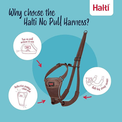 Halti No Pull Harness - Stop Your Dog Pulling on The Leash. Adjustable, Lightweight and Easy to Use. Reflective Dog Training Harness for Medium Dogs (Size M, Deep Walnut)