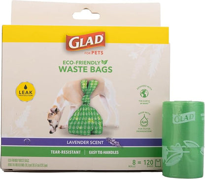 Glad for Pets Dog Waste Bags - 192 Rolls of Lavender Scented Dog Waste Bags, 2880 Bags in Total - Dog Waste Bags for All Dogs, Leak Proof and Strong Dog Poop Bags