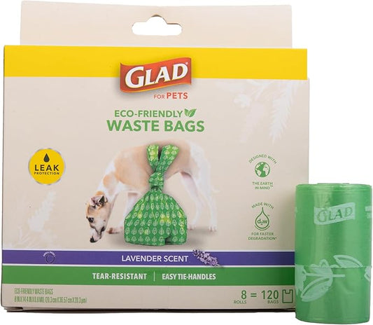 Glad for Pets Dog Waste Bags - 192 Rolls of Lavender Scented Dog Waste Bags, 2880 Bags in Total - Dog Waste Bags for All Dogs, Leak Proof and Strong Dog Poop Bags