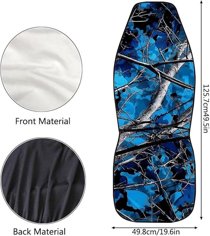 Blue Camo Hunting Car Seat Covers Waterproof Soft Car Seat Cushion Cover Auto Interior Accessories Fit for Truck, Sedan, SUV