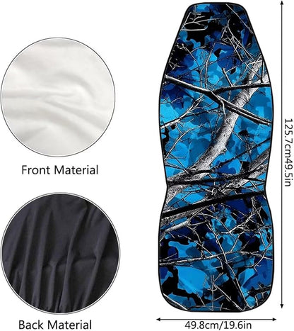 Blue Camo Hunting Car Seat Covers Waterproof Soft Car Seat Cushion Cover Auto Interior Accessories Fit for Truck, Sedan, SUV