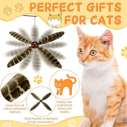 8 Pcs Cat Feather Propeller Refills Propeller Interactive Cat Toy Refills Kittens Toy Feather Replacement Wand Teasers Attachments for Kittens Wand (Cute)