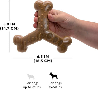 Chew King by Mammoth Dog Bacon Lovin’ Wishbone, Nylon Bones, Textured Bacon Flavored Chew Toy, for All Breed Sizes
