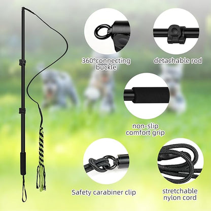 Flirt Pole for Dogs, Extendable Dog Flirt Pole with Detachable Interactive Toys Dog Teaser Wand with Lure Rope Toy for Outdoor Exercise & Training Interactive Toys for Large Medium Small Dogs