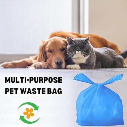 Cat Litter Waste Bags Biodegradable (500 ct., Blue) Bulk Dog Poop Bags with Easy Tie Handles Earth-Friendly Fresh Powder Scented Doggy Poop Diaper Bag Disposable Sanitary Pad Waste Bags (500 Bags)